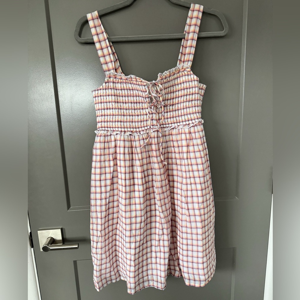 American Eagle Outfitters Pink and White Checkered Dress